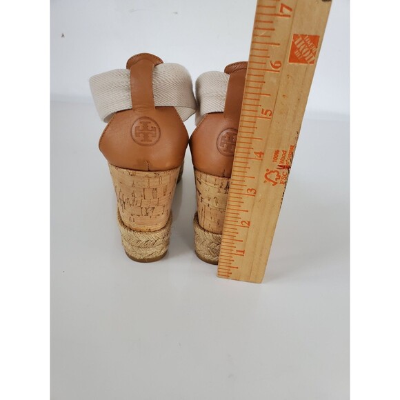 Tory Burch Peep Toe Cork Wedge Sandals Size 7.5 - Picture 5 of 12